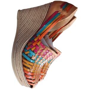 Huarache Multicolor Woven Leather Wedge High Heel 24 (7)Mexico Colorful Vacation